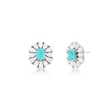 Foto do Produto BRINCO PEDRA TURMALINA OVAL GOTA FLOR RDO - Tamanhos - 