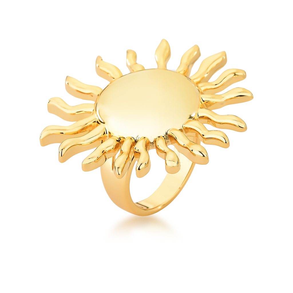 Foto do Produto ANEL SOL ABAULADO CURVO VAZADO TAM 18 - Tamanhos - DOURADO